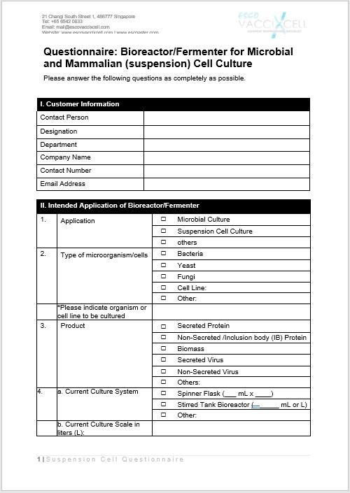 Fermentation / Suspension Cell Questionnaire - EN