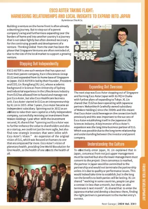 Esco Aster Taking Flight: Harnessing Relationships and Local Insights to Expand Into Japan